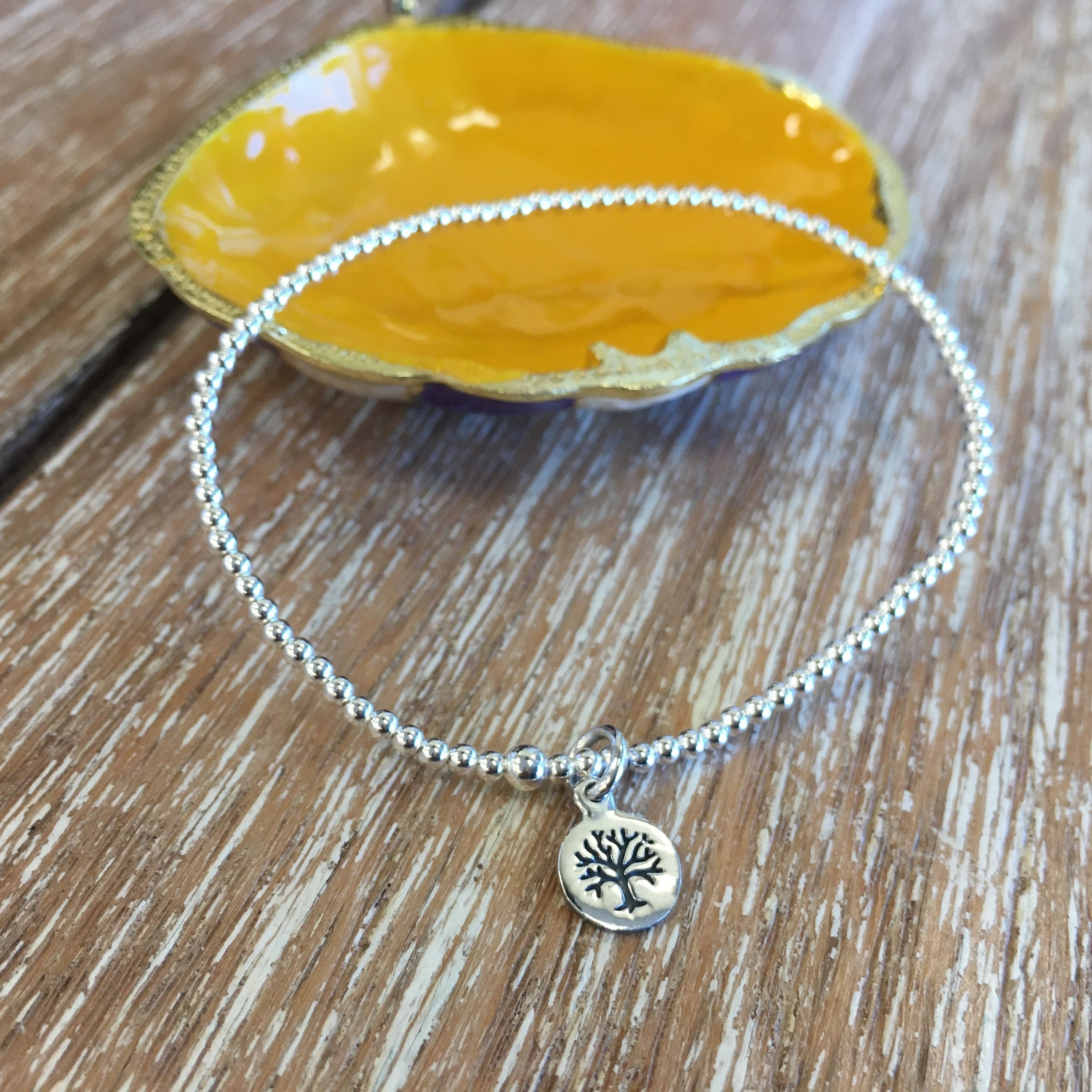 2mm Sterling Silver Bracelet w/ Tree of Life Charm | Bellaire Wholesale