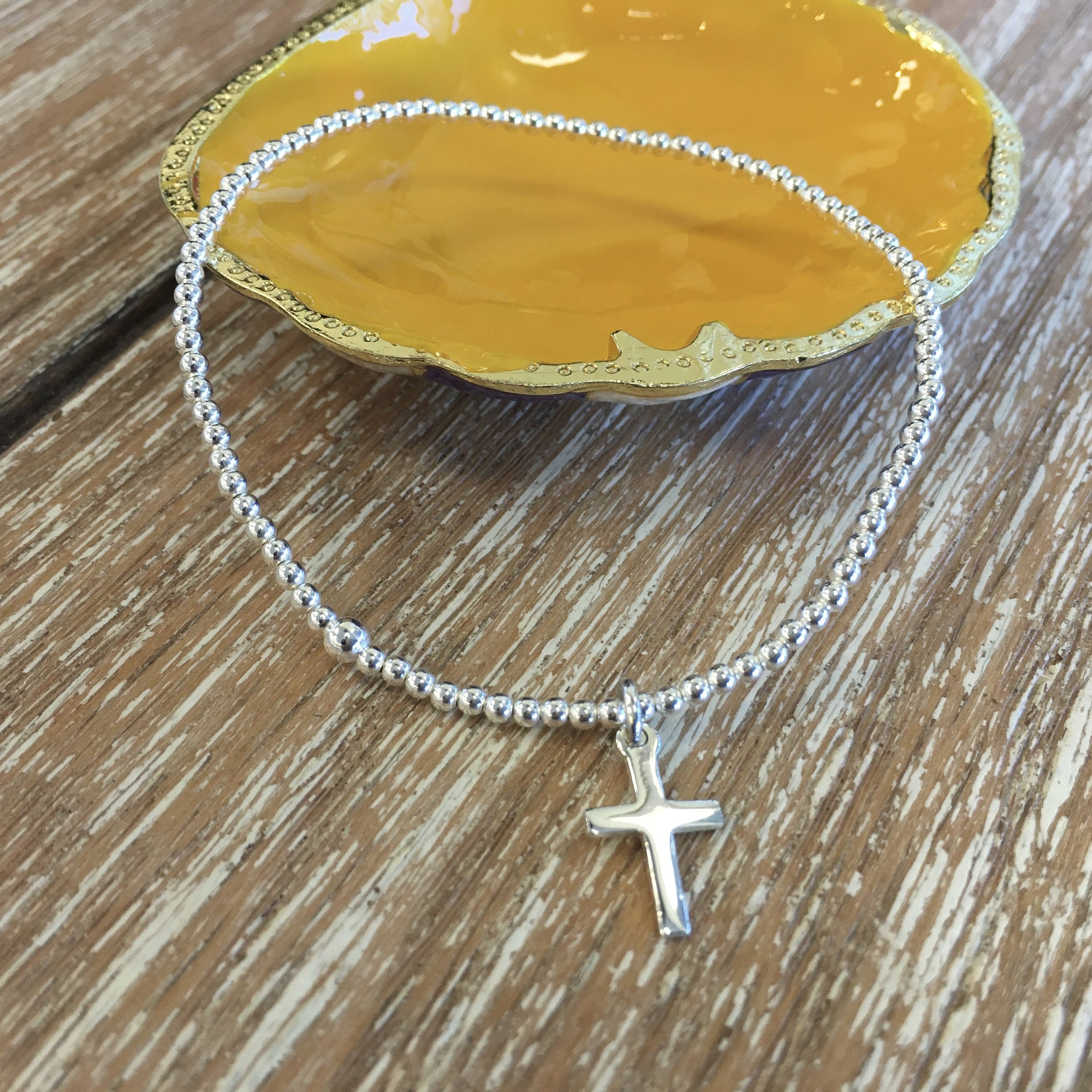 2mm Sterling Silver Bracelet w/ Cross Charm | Bellaire Wholesale