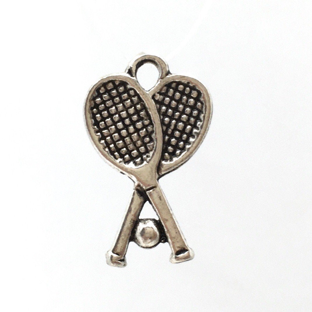 Rhodium Tennis Racket Charm | Bellaire Wholesale Etsy