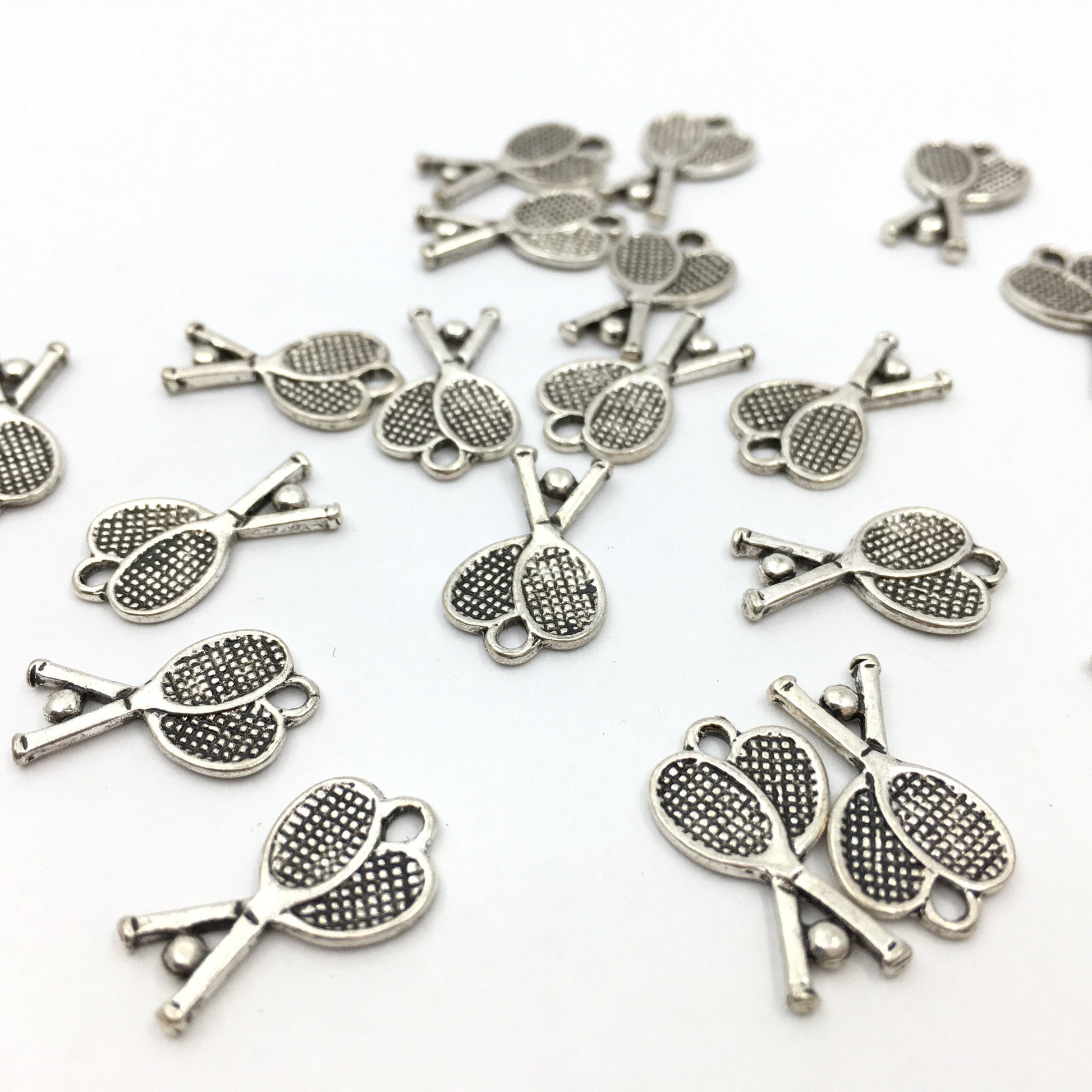 Rhodium Tennis Racket Charm | Bellaire Wholesale Etsy