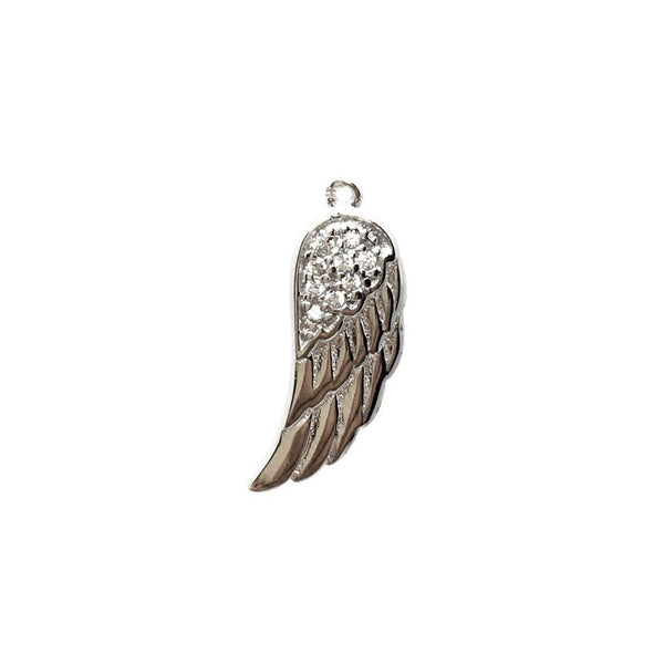 Angel Wings Sterling Silver CZ Flat Charm | Bellaire Wholesale
