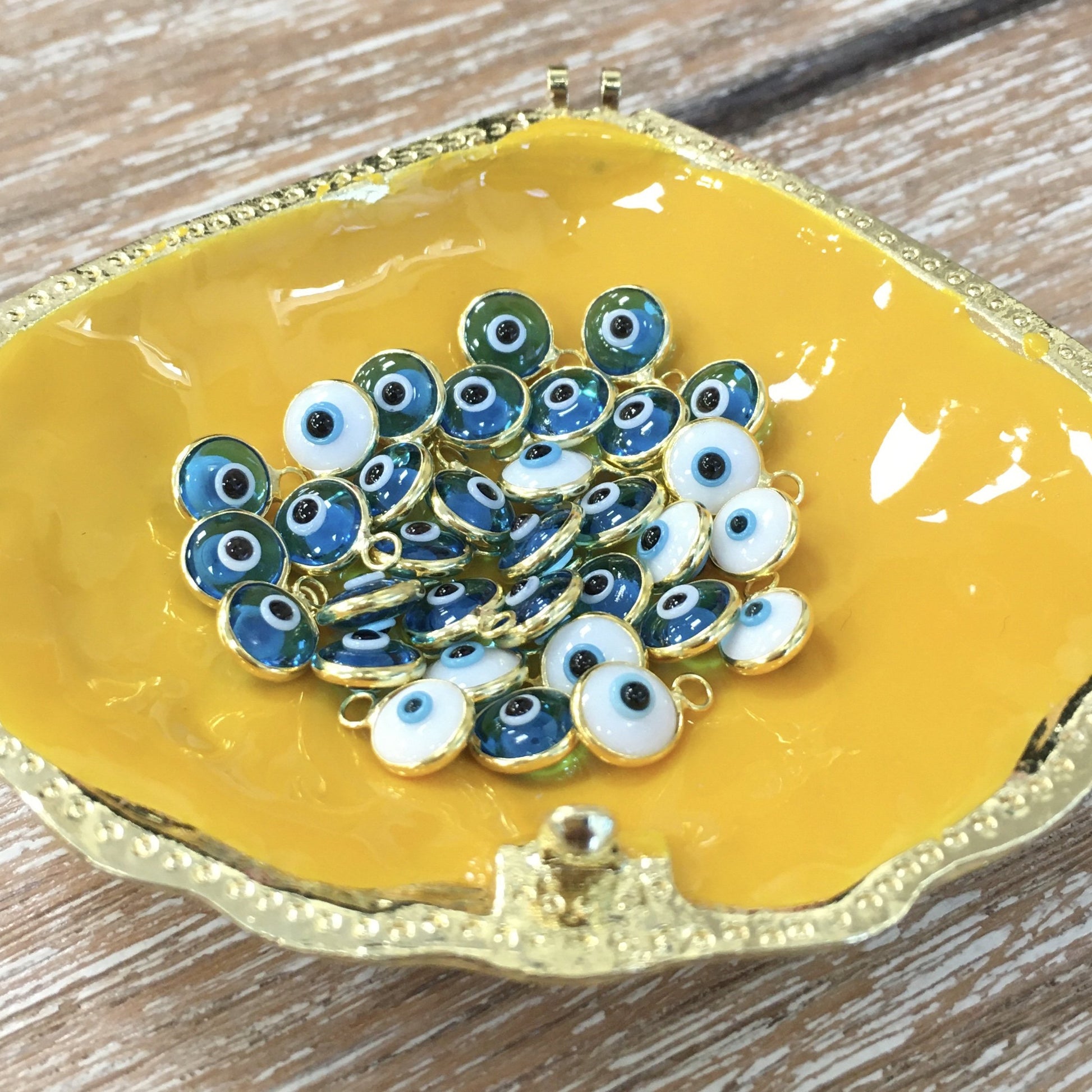 Gold Blue and White Evil Eye Charm | Bellaire Wholesale