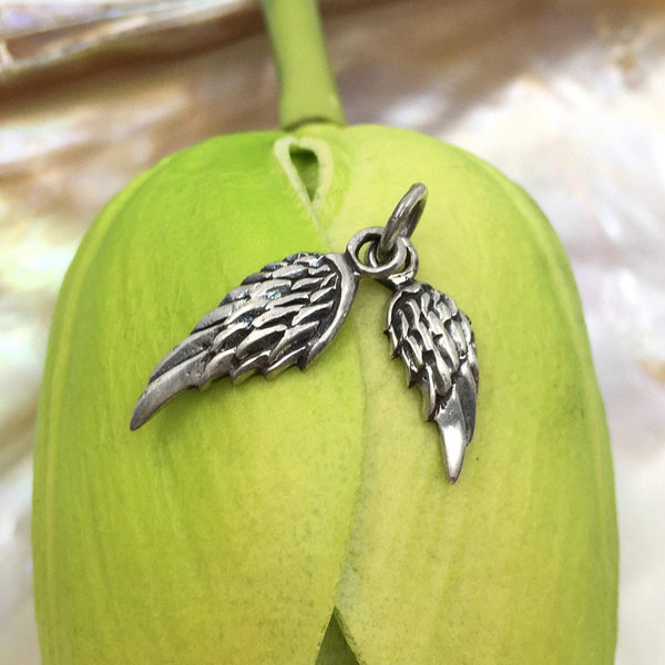 Angel Wings Sterling Silver 3D 2pc Charm | Bellaire Wholesale