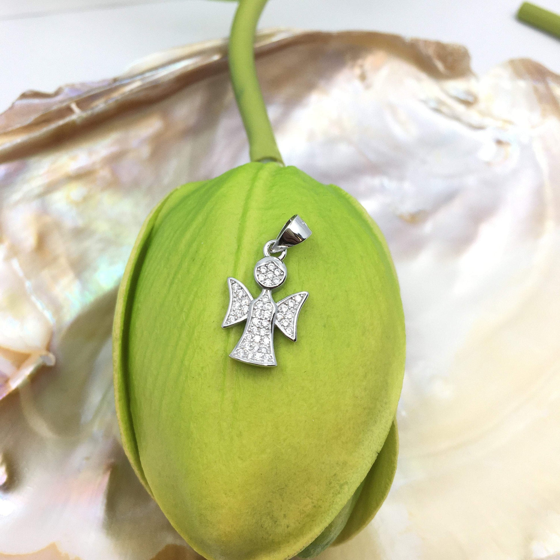 CZ Angel Sterling Silver 3D Charm | Bellaire Wholesale
