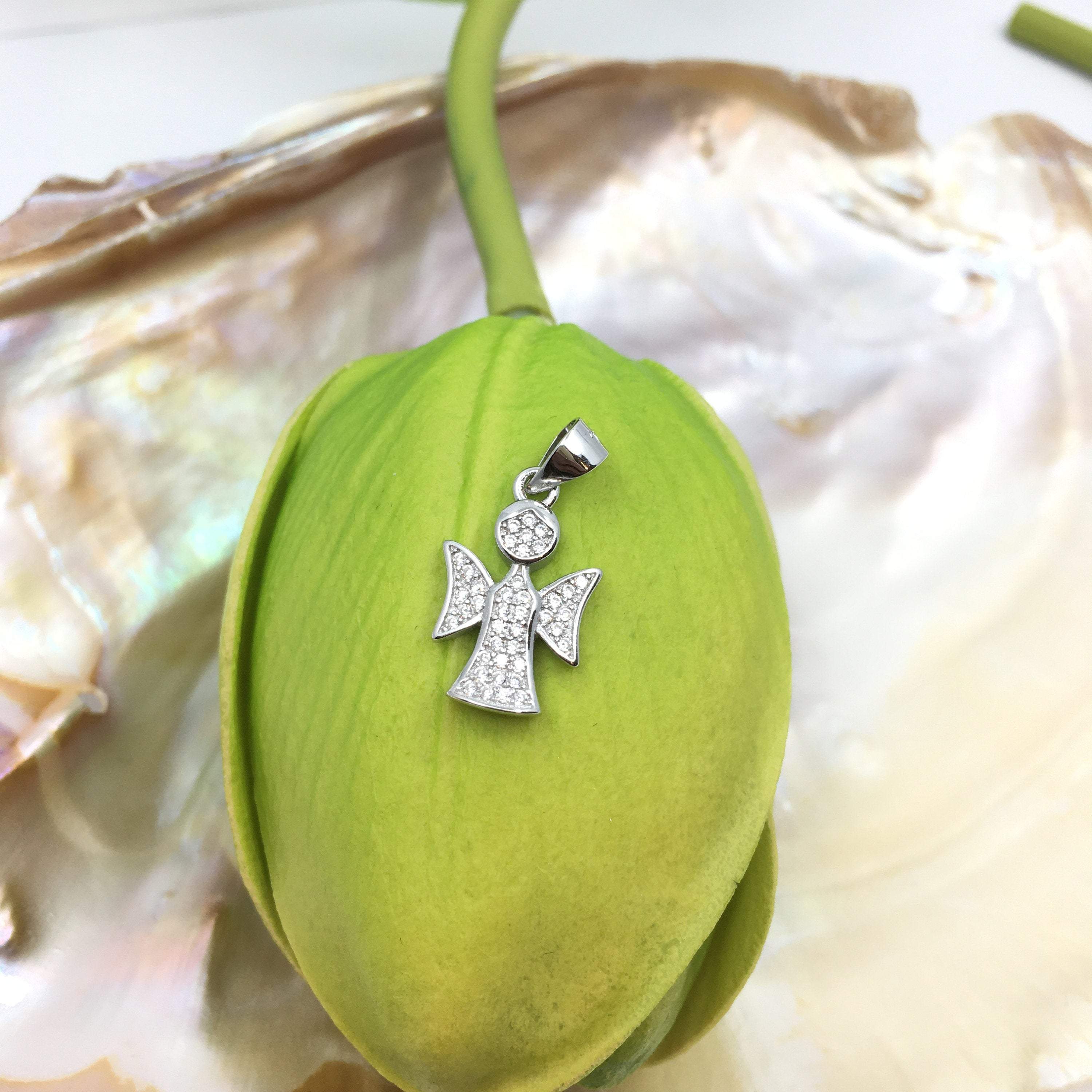 CZ Angel Sterling Silver 3D Charm | Bellaire Wholesale