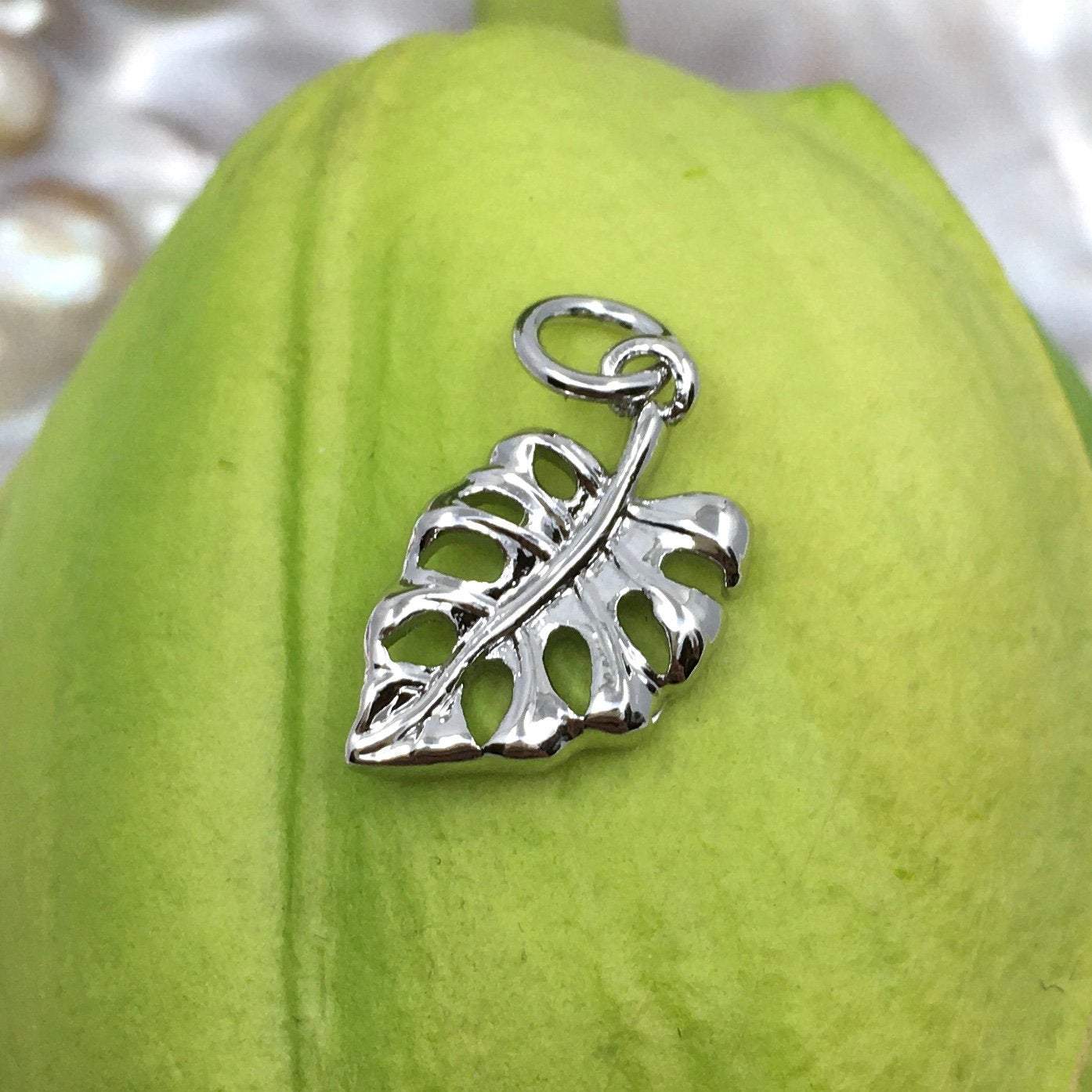 Monstera leaf Brass Charm, Brass, Necklace chain Pendant,