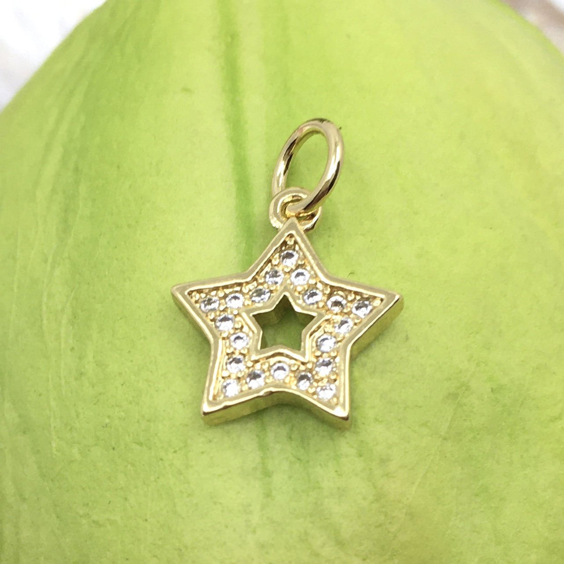 Star Shaped Gold Brass Charm 18k Gold Plated