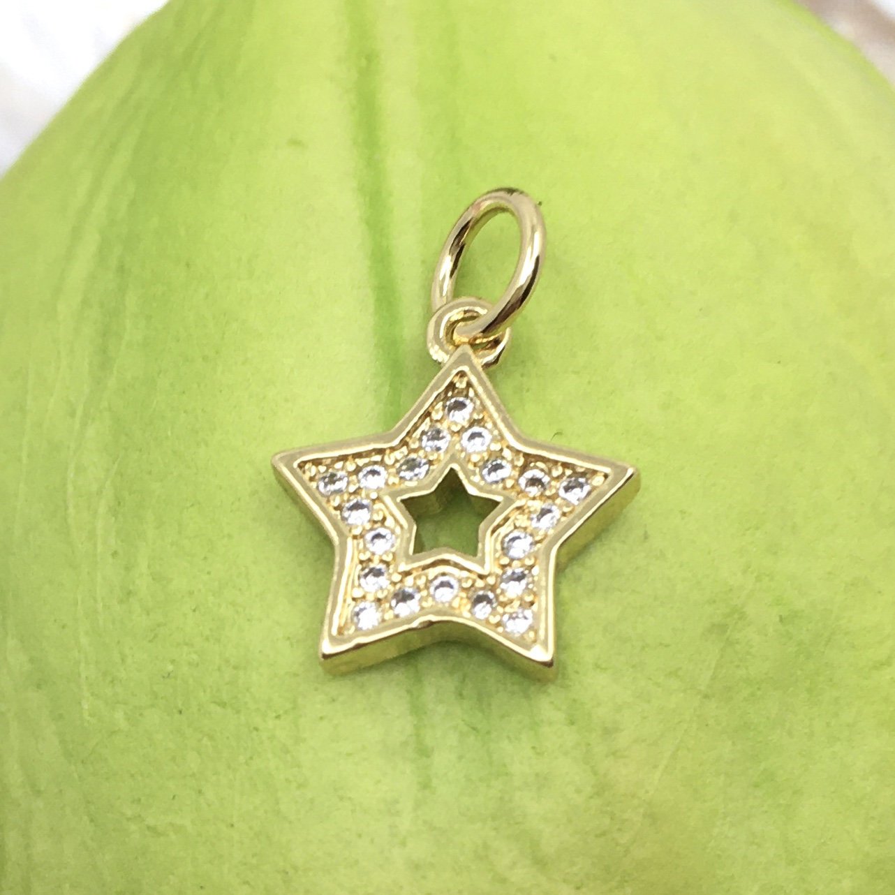 Star Shaped Gold Brass Charm 18k Gold Plated