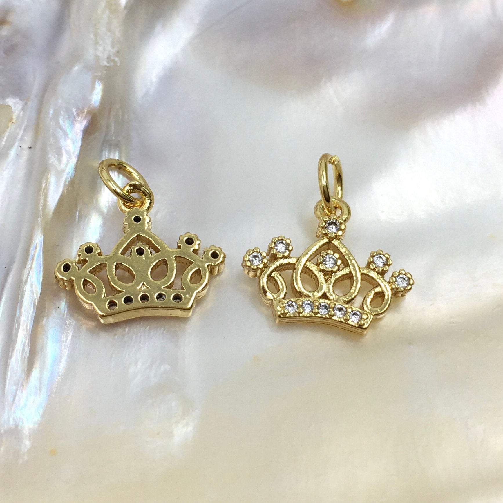 Crown CZ Charm 18k Gold Plated