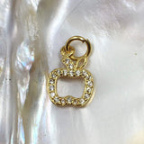 Apple CZ Pave Flat Charm 18k Gold Plated