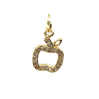 Apple CZ Pave Flat Charm 18k Gold Plated