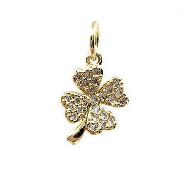 Clover Leaf Brass Gold CZ Charm | Bellaire Wholesale