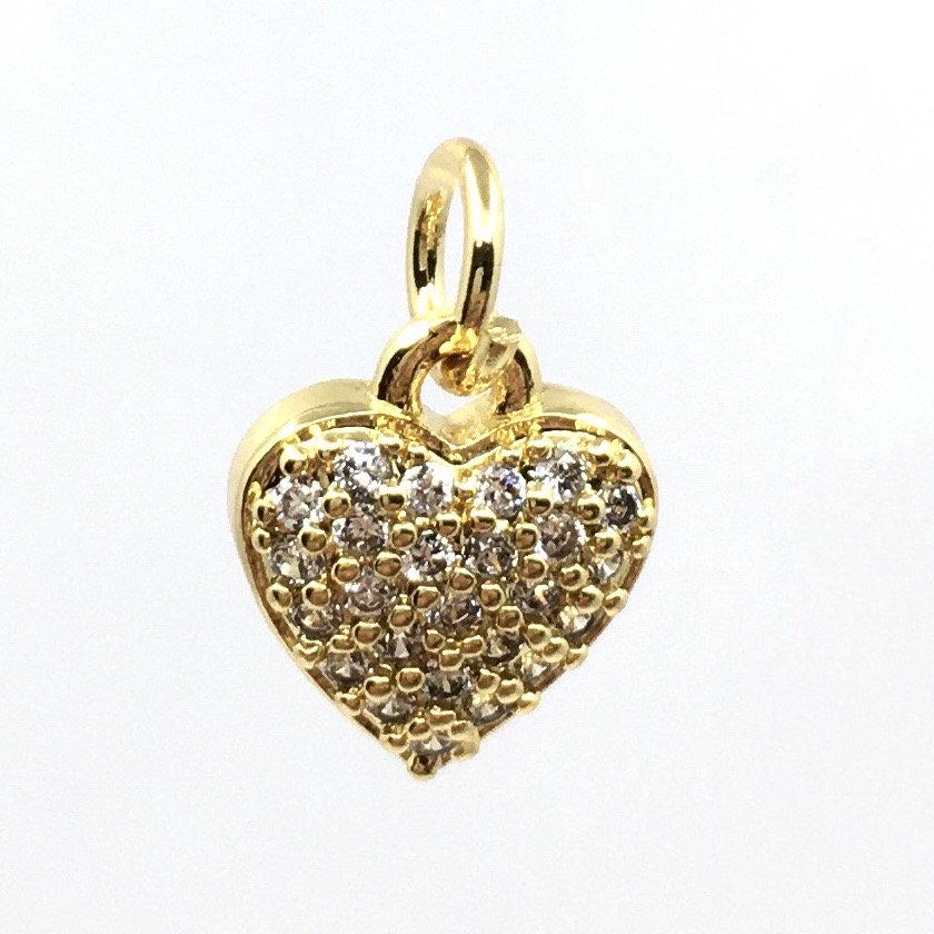 18K Gold Plated Puffed Heart Charm | Bellaire Wholesale