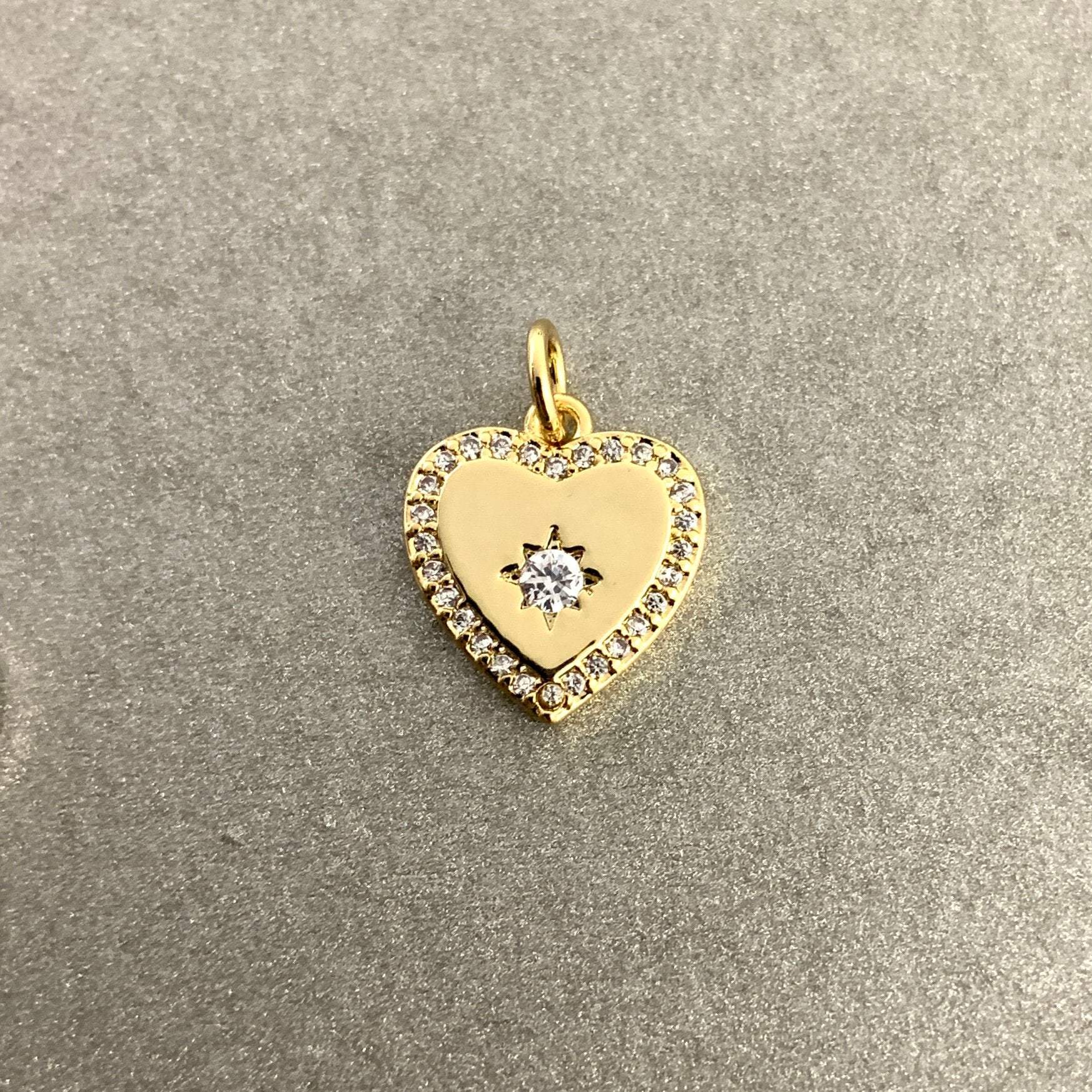 18K Gold Plated Heart CZ Star Charm | Bellaire Wholesale
