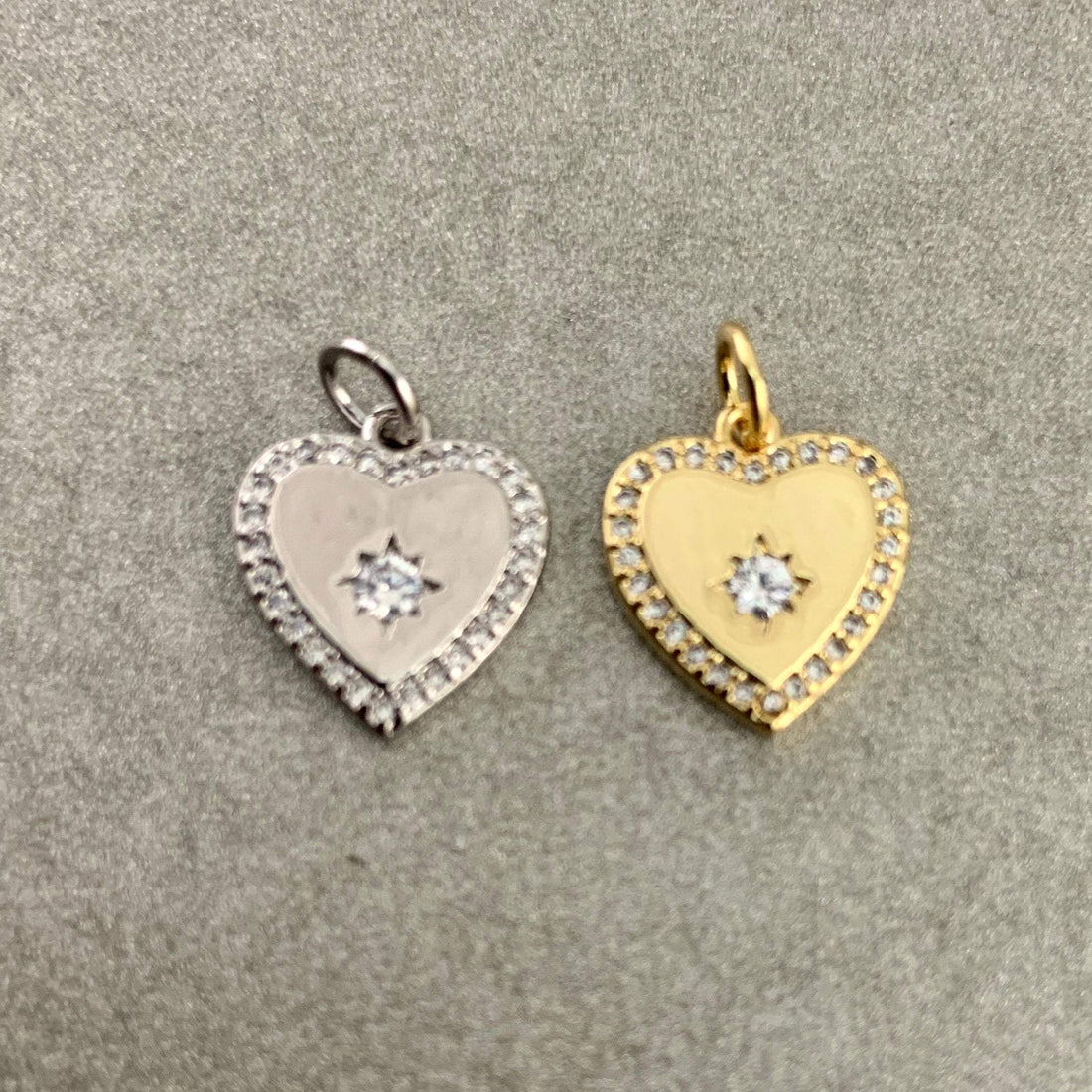 18K Gold Plated Heart CZ Star Charm | Bellaire Wholesale