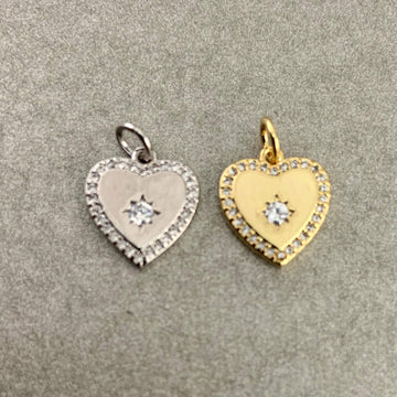 18K Gold Plated Heart CZ Star Charm | Bellaire Wholesale