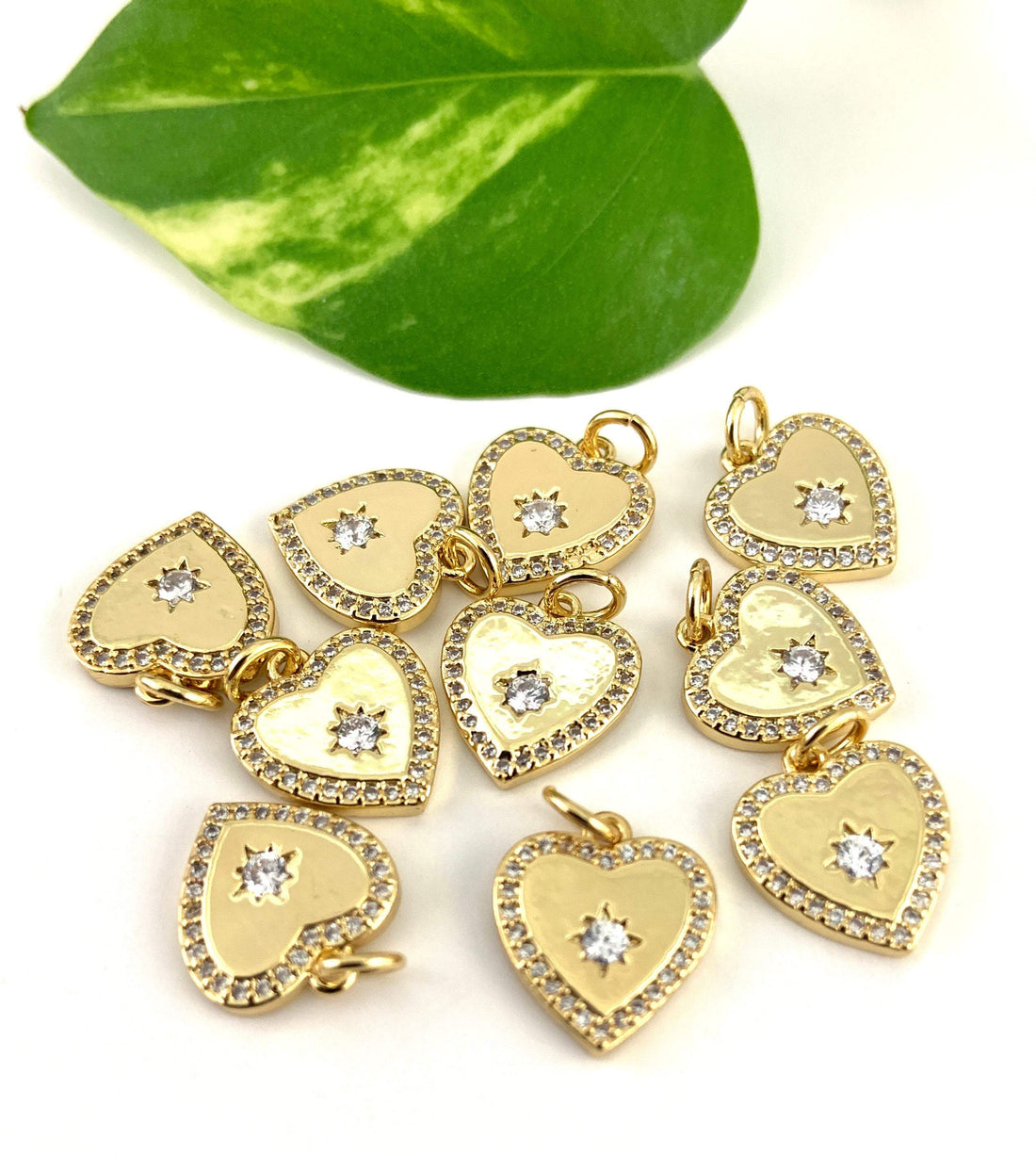 18K Gold Plated Heart CZ Star Charm | Bellaire Wholesale