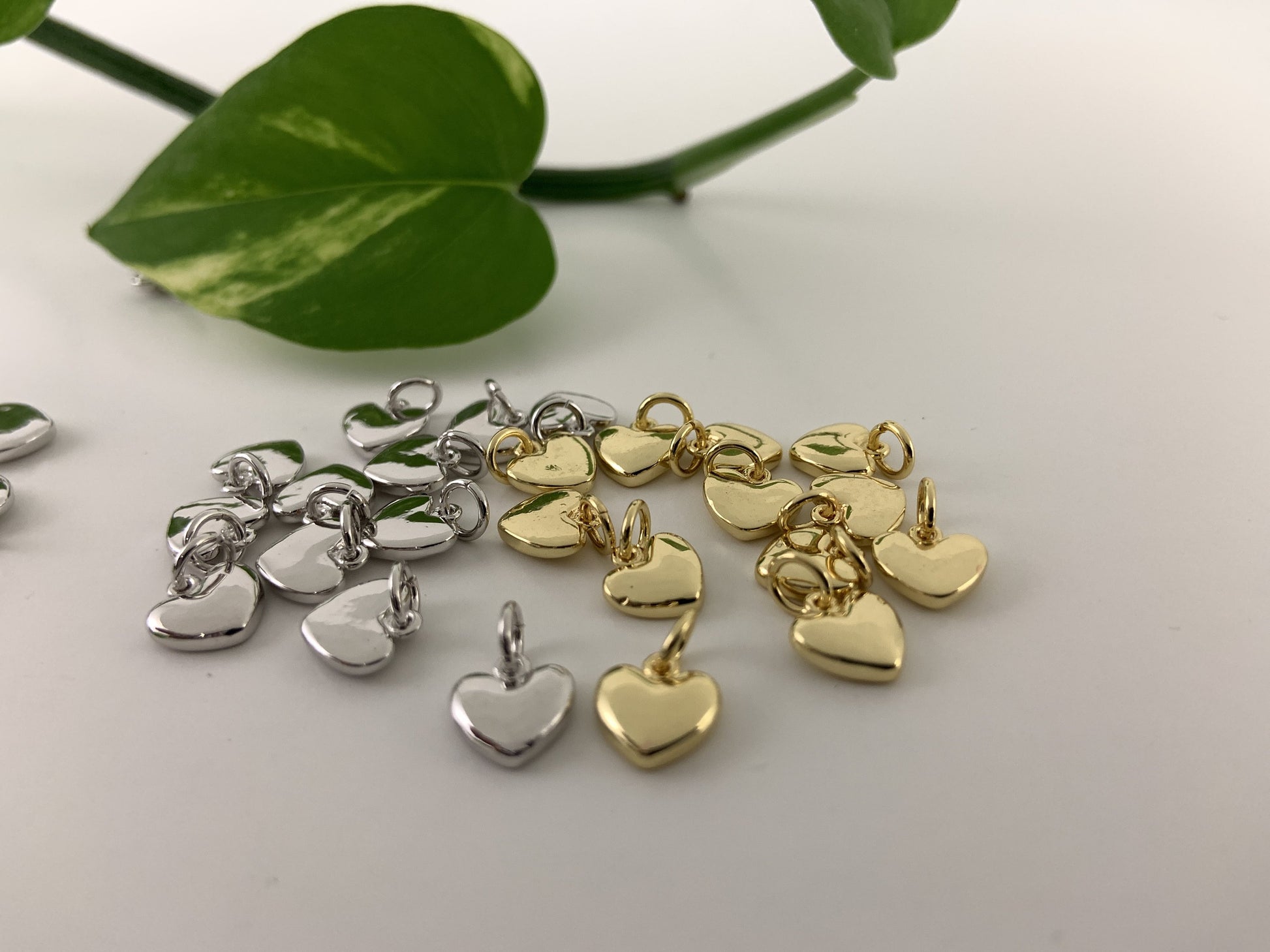 Gold and Rhodium Plated Puffed Heart Charm | Bellaire Wholesale