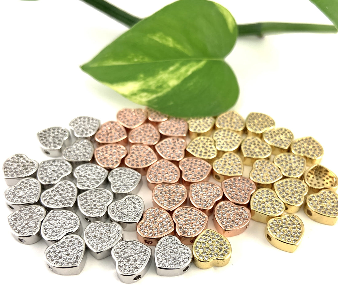 Gold, Rose Gold and Rhodium Heart Bead | Bellaire Wholesale