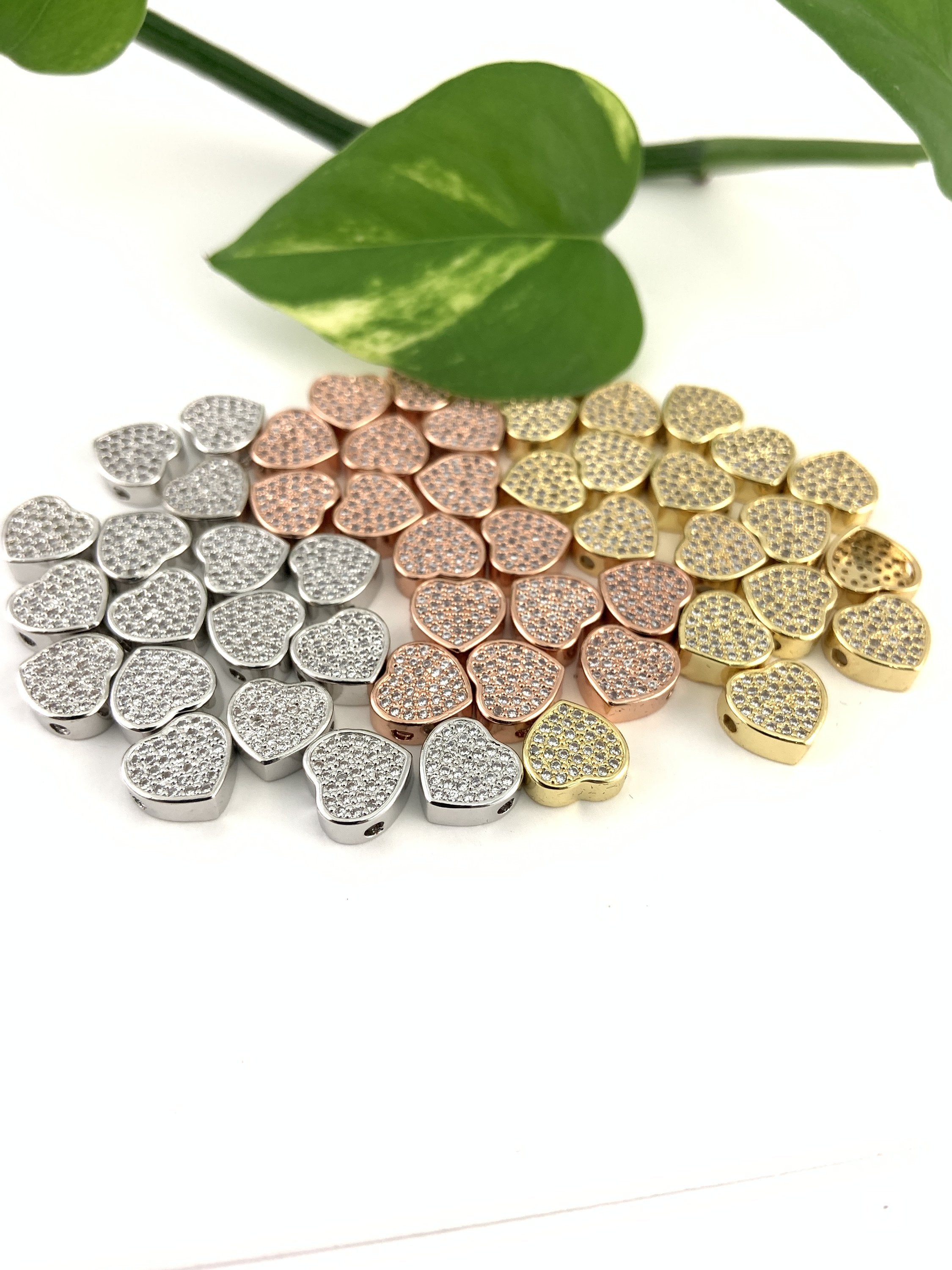 Gold, Rose Gold and Rhodium Heart Bead | Bellaire Wholesale