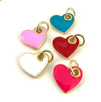 18K Gold Plated Enamel Heart Brass Charm | Bellaire Wholesale