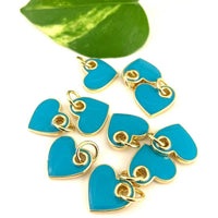 18K Gold Plated Enamel Heart Brass Charm | Bellaire Wholesale