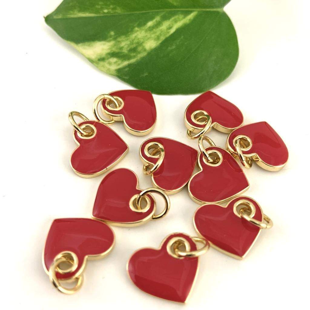 18K Gold Plated Enamel Heart Brass Charm | Bellaire Wholesale