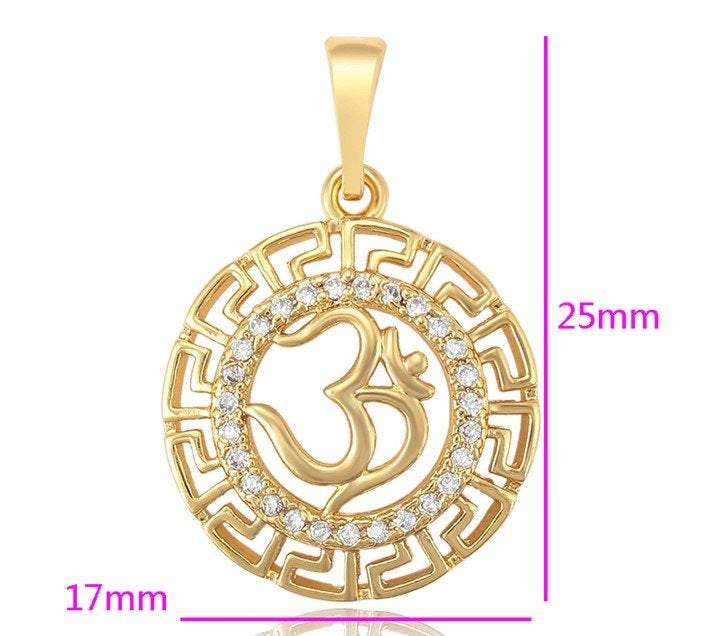 Gold Om Pendant, 18K Gold Pendant