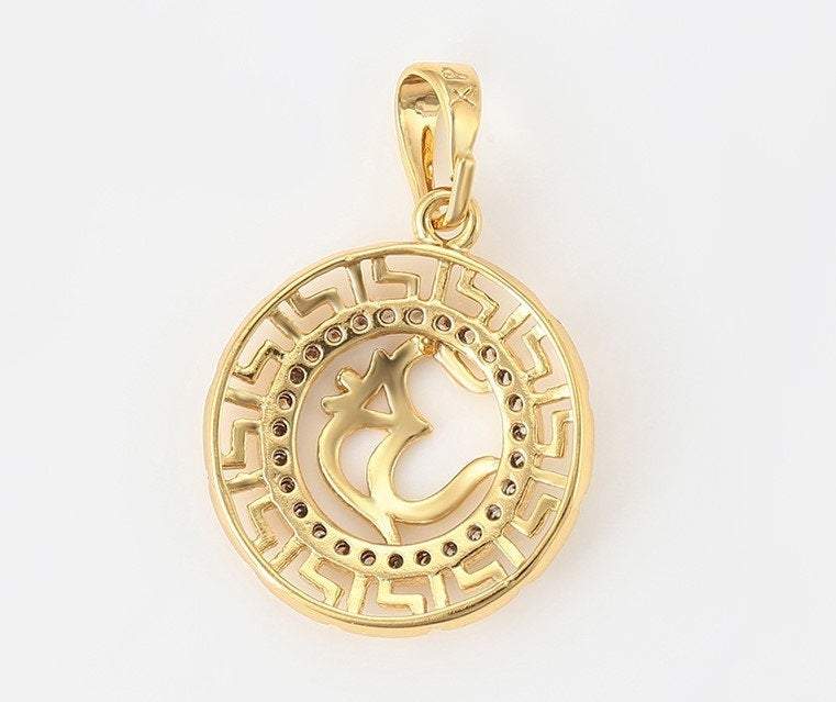 Gold Om Pendant, 18K Gold Pendant