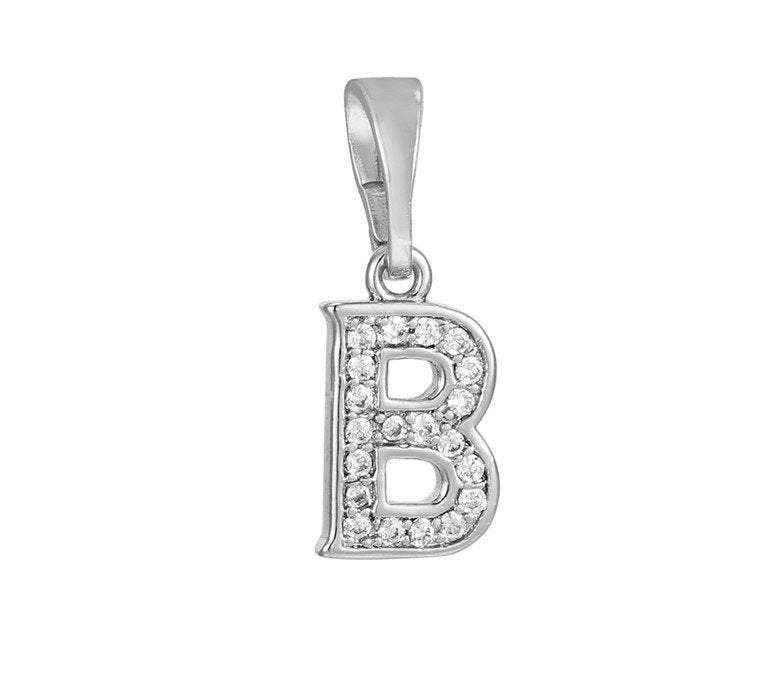 A to Z Letters Rhodium Charm, Rhodium Plated