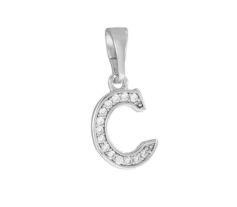 A to Z Letters Rhodium Charm, Rhodium Plated
