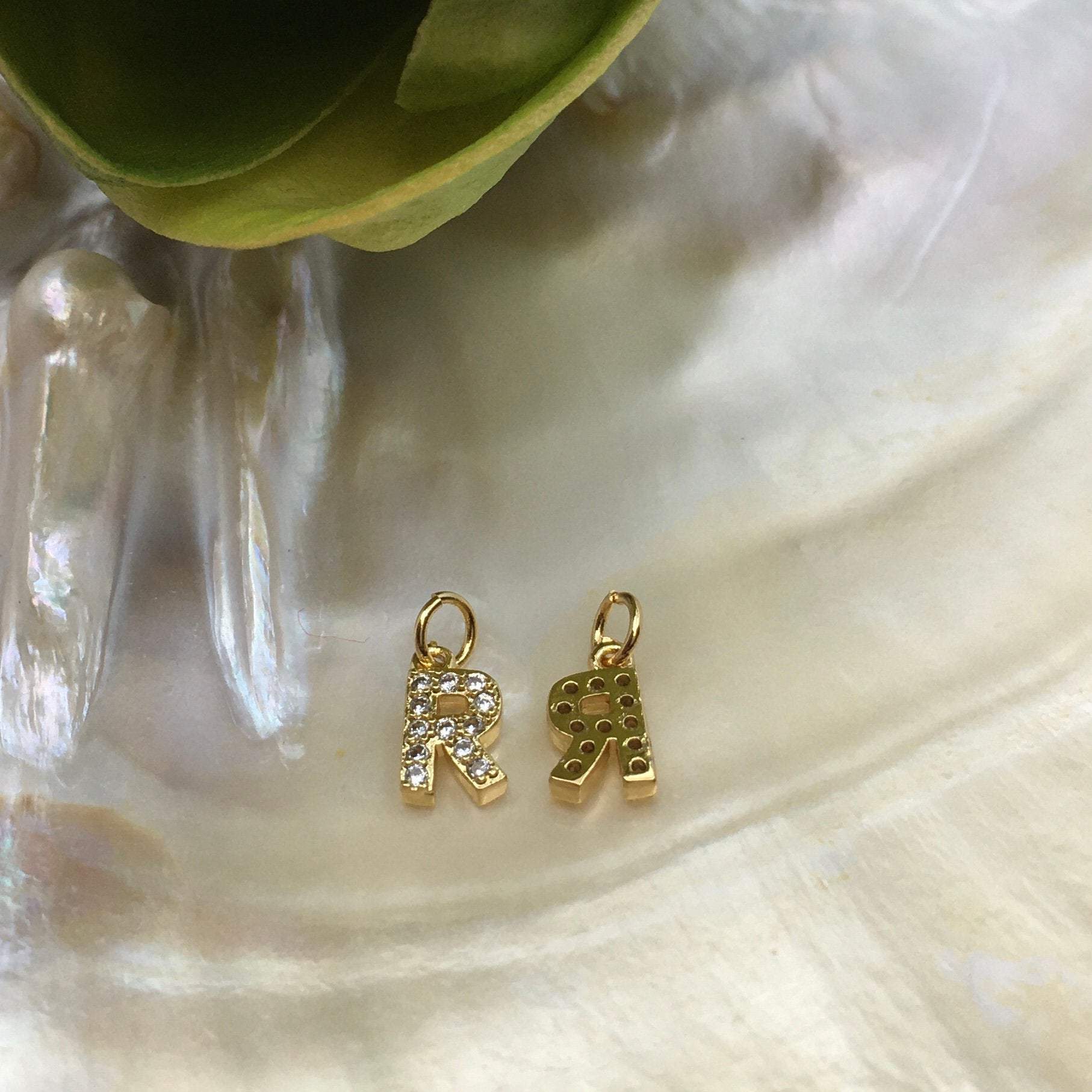 Letters Brass Charm, 18K Gold Plated | Bellaire Wholesale