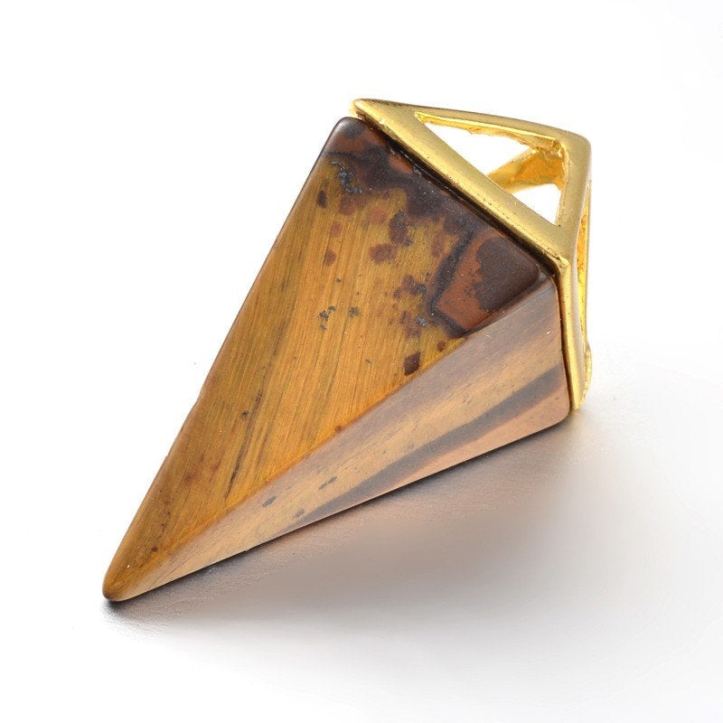 Tiger Eye With Gold Top,  Natural Stone Pendant