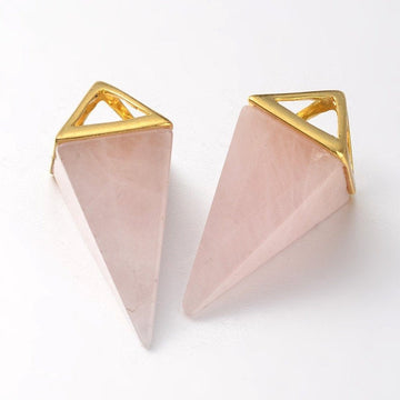 Rose Gold  With Gold Top,  Natural Stone