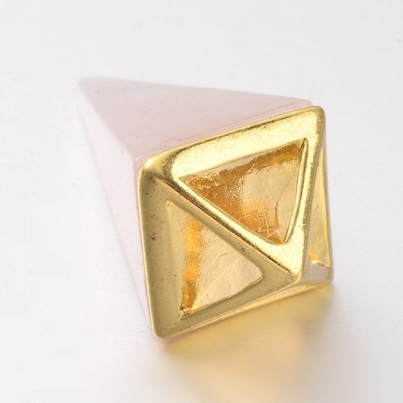 Rose Gold  With Gold Top,  Natural Stone