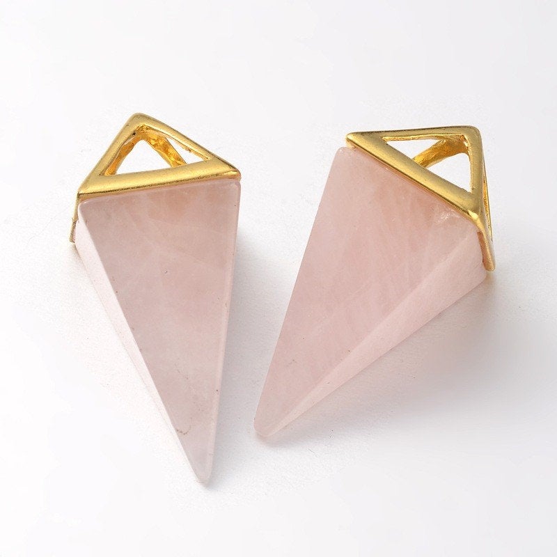 Rose Gold  With Gold Top,  Natural Stone