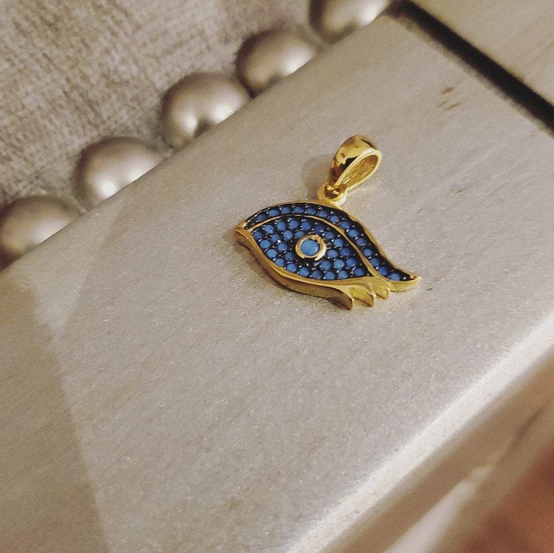 Sterling silver gold & Turquoise Eye Charm | Bellaire Wholesale