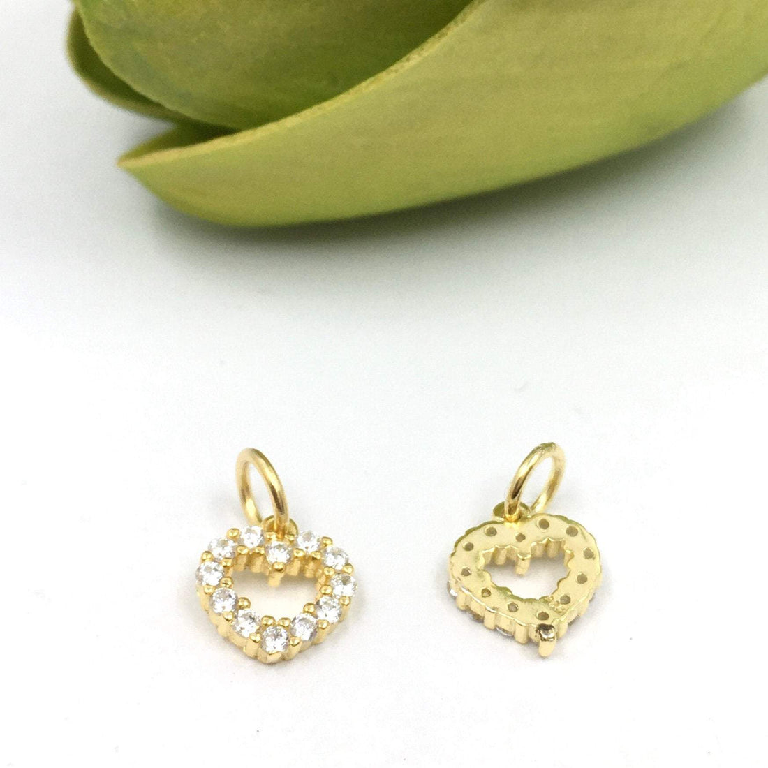Gold/Silver Plated Flat Heart Open Charm | Bellaire Wholesale