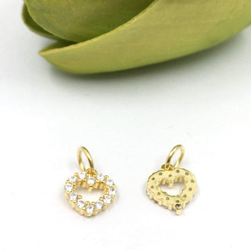 Gold/Silver Plated Flat Heart Open Charm | Bellaire Wholesale