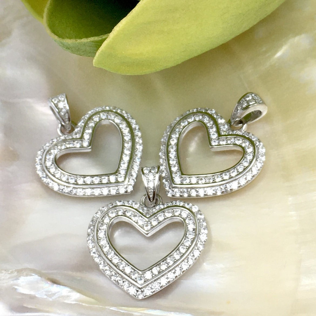 Sterling Silver CZ Heart Big Charm | Bellaire Wholesale