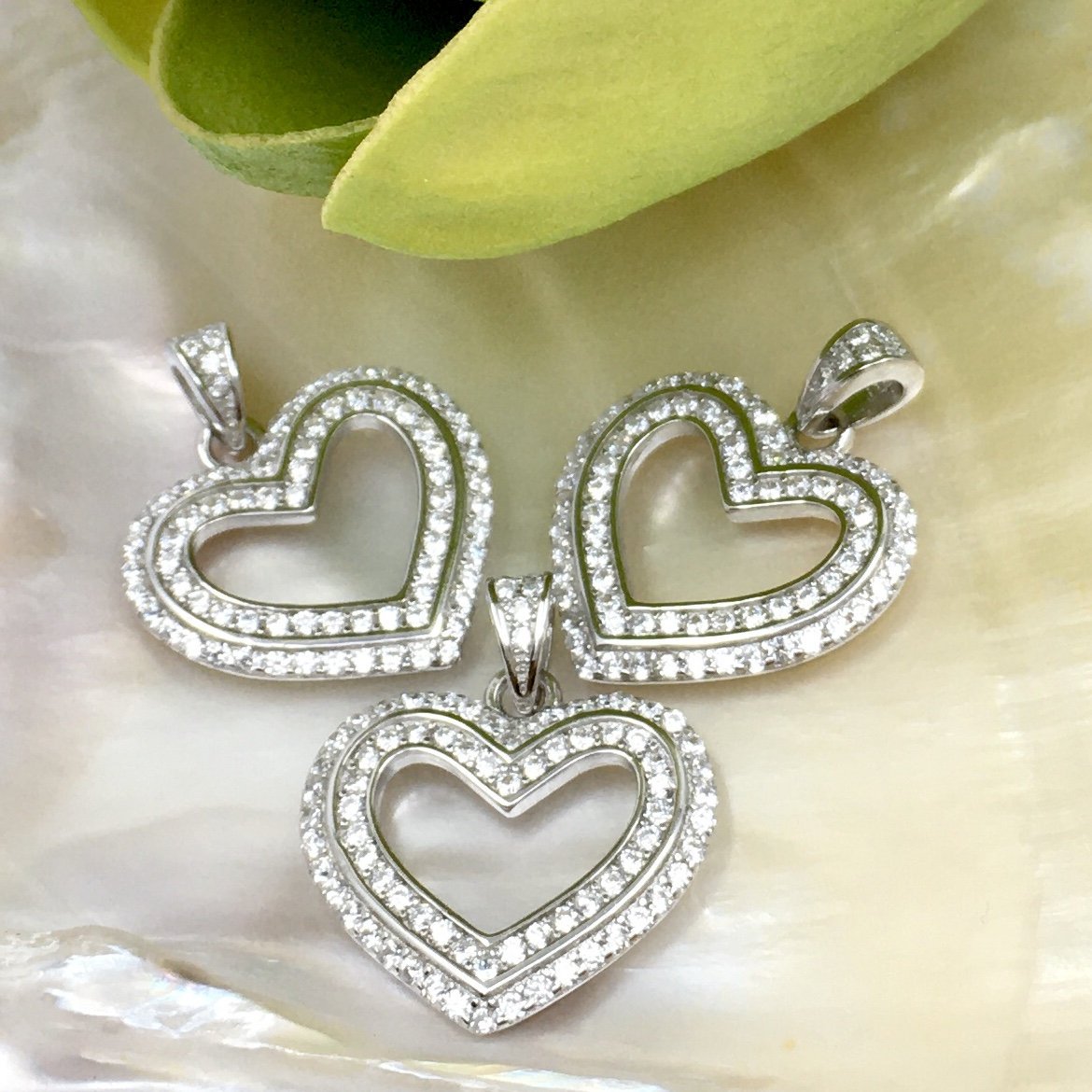 Sterling Silver CZ Heart Big Charm | Bellaire Wholesale