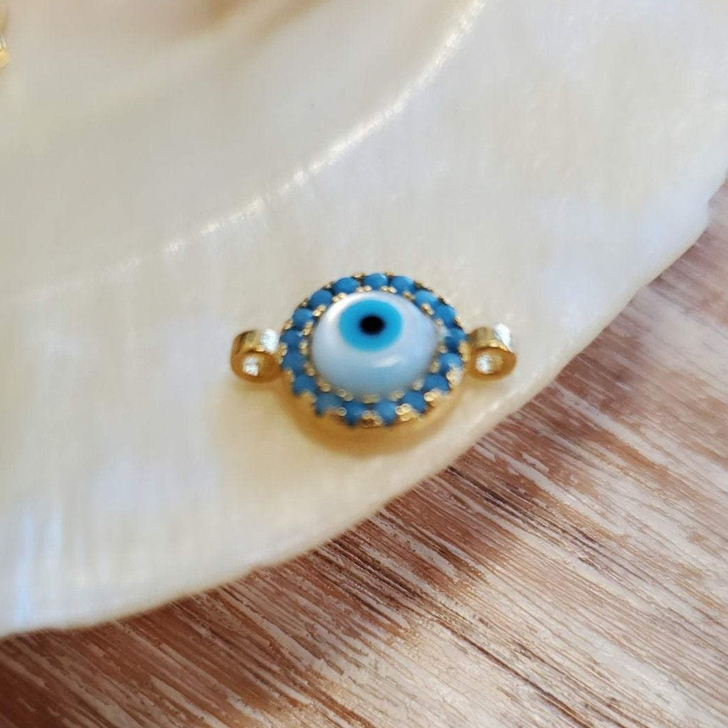 Gold Evil Eye  CZ Pave Connector | Bellaire Wholesale