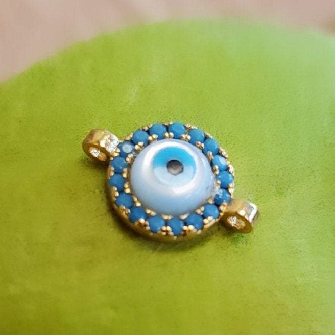 Gold Evil Eye  CZ Pave Connector | Bellaire Wholesale