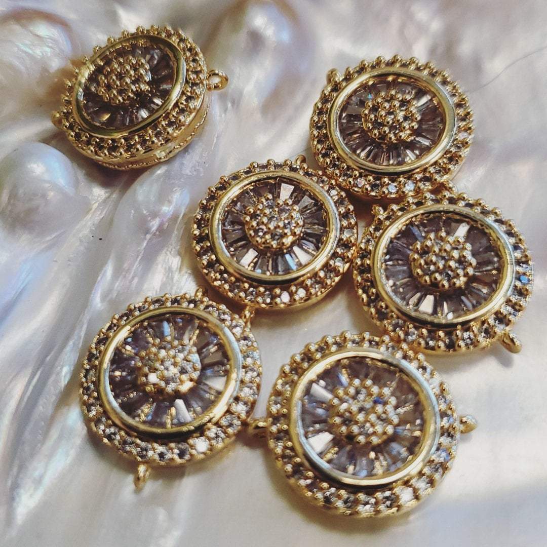 Gold Cubic Zirconia Evil Eye, Pave Evil Eye Baguette Stone