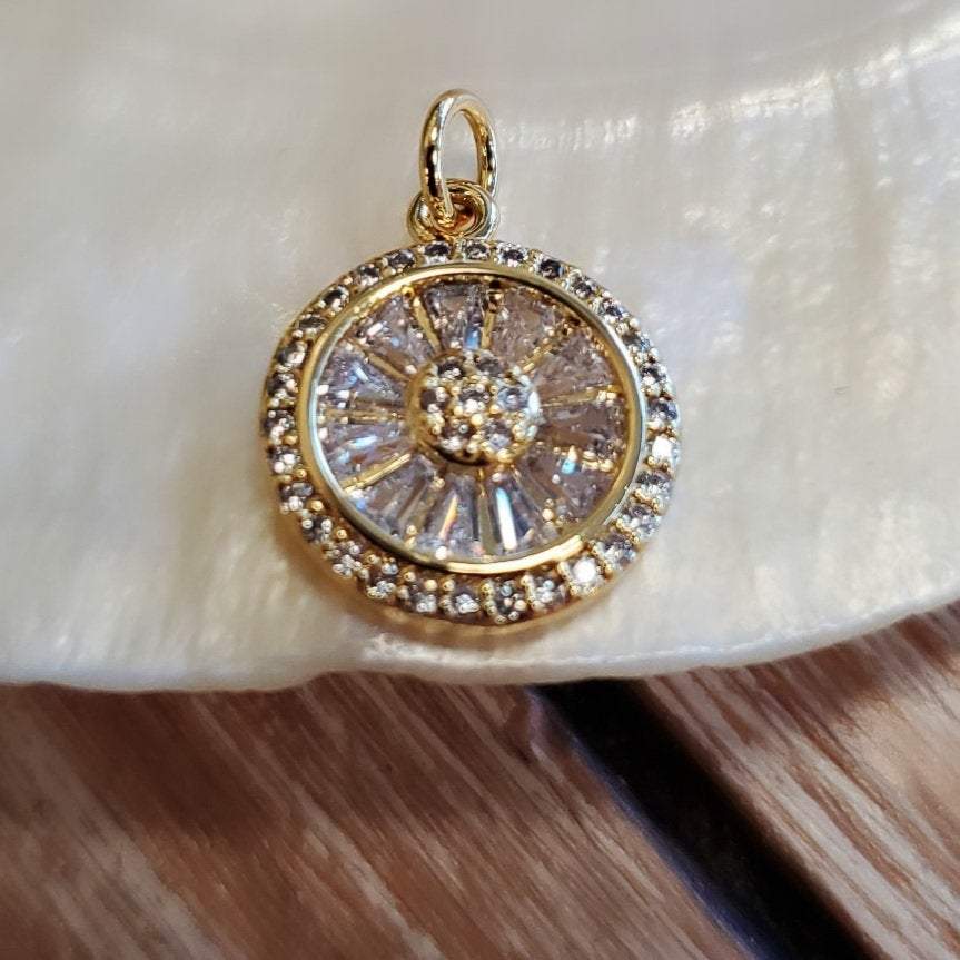 Gold Cubic Zirconia Evil Eye, Pave Evil Eye Baguette Stone