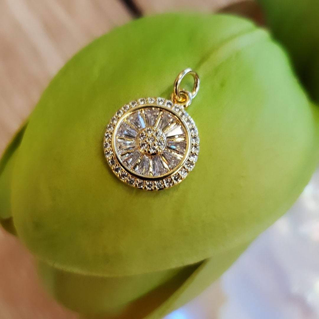 Gold Cubic Zirconia Evil Eye, Pave Evil Eye Baguette Stone