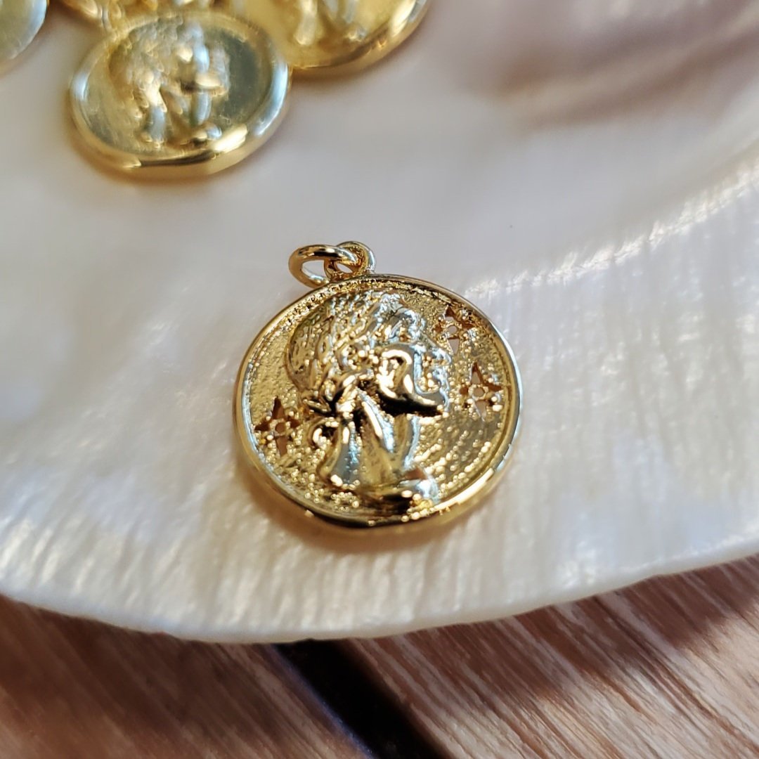 2 sided Greek Goddess ,Goddess Gold Charm