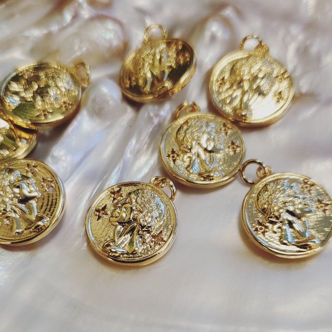 2 sided Greek Goddess ,Goddess Gold Charm