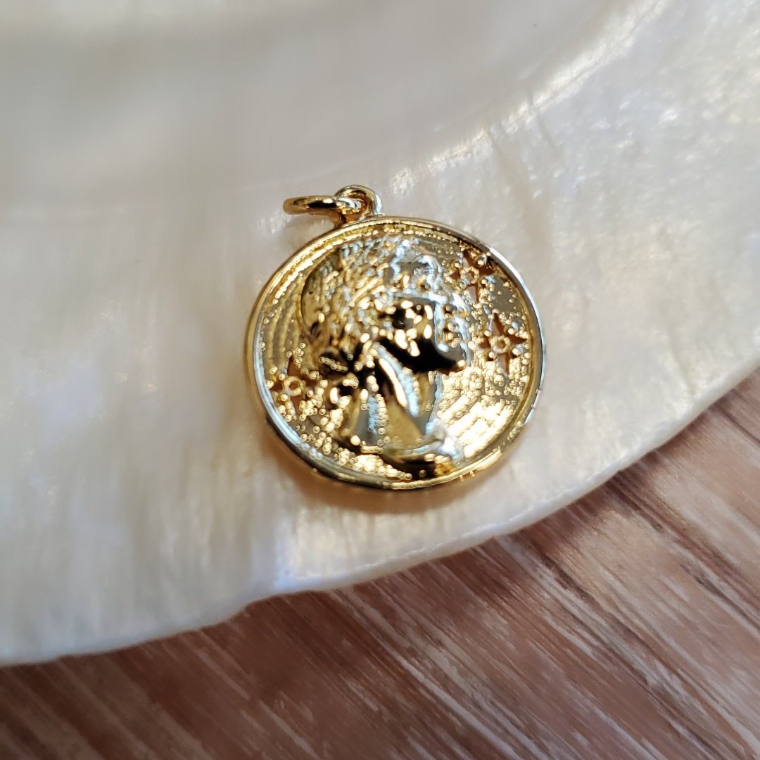 2 sided Greek Goddess ,Goddess Gold Charm