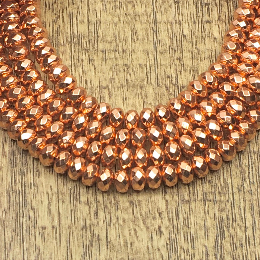 6mm Donut Rose Gold Faceted Hematite Bead | Bellaire Wholesale